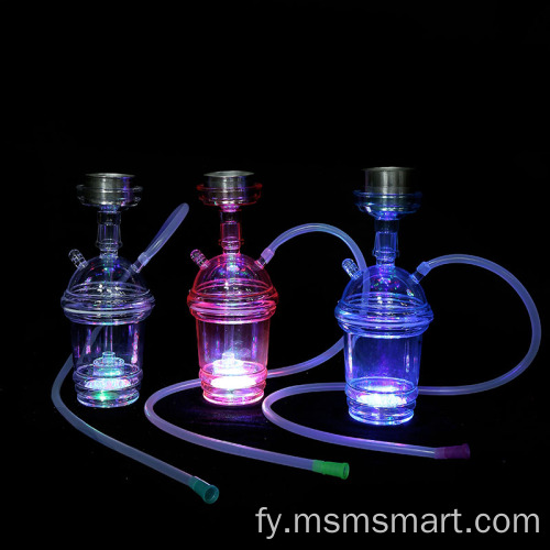 Oanpaste nijste ûntwerp led shisha pocket plastic mini hookah